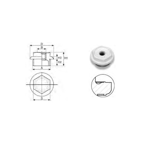 Plug 1" left DE 42 Ral9010