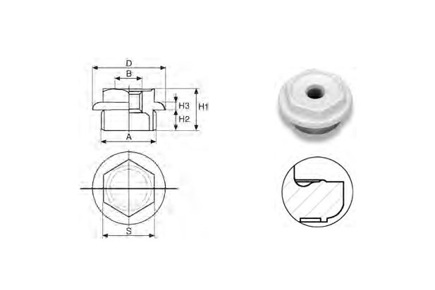 Plug 1" right DE 42 Ral9010