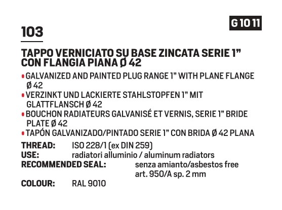 Plug 1" right DE 42 Ral9010 - Afbeelding 2