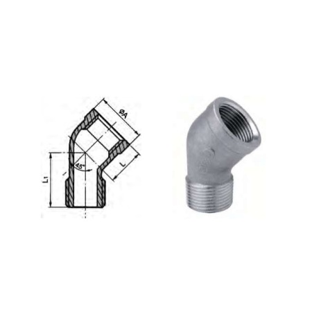 Elbow 45 graden MF 3/8" AISI316