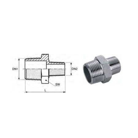 Reduced nipple 1"1/2x1" AISI316