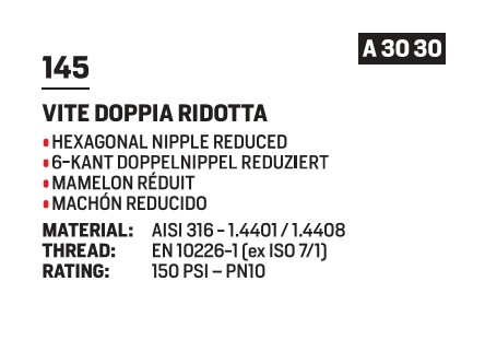 Reduced nipple 2"1/2x1" AISI316 - Afbeelding 2
