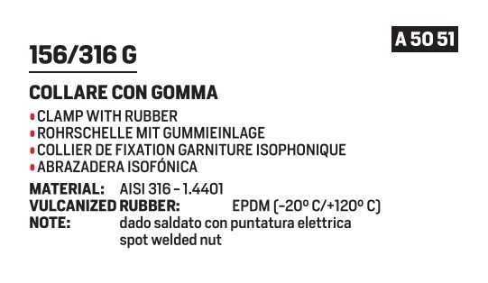 Collar / rubber M8/10 - diameter 54 AISI316 - Afbeelding 2