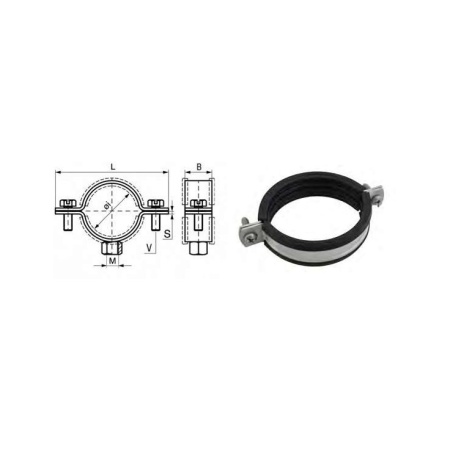 Clamp with rubber M10 - 5" AISI316L