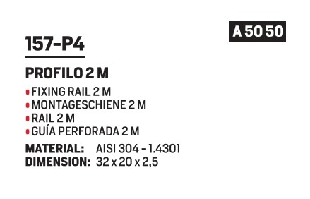 Fixing rail 32x20x2,5 L=2 m AISI304 - Afbeelding 2