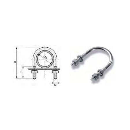 U-bolt clamp 1"1/4 M6 AISI304