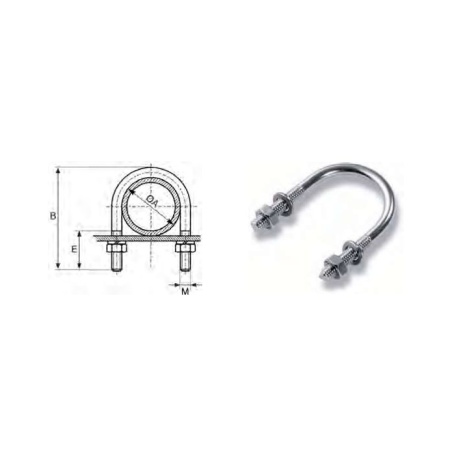 U-bolt clamp 54 mm M8 AISI304