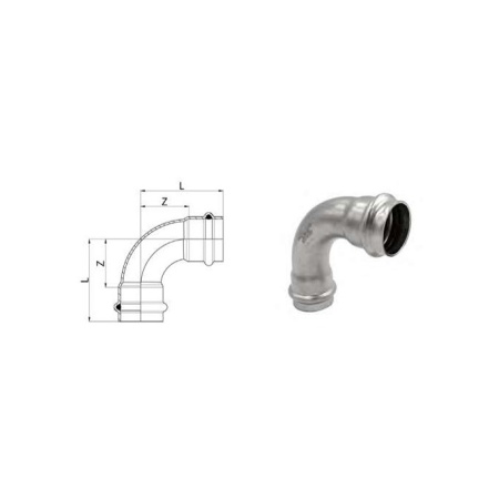 Inoxpres Uniko elbow 90 graden FF diameter  15 - SR