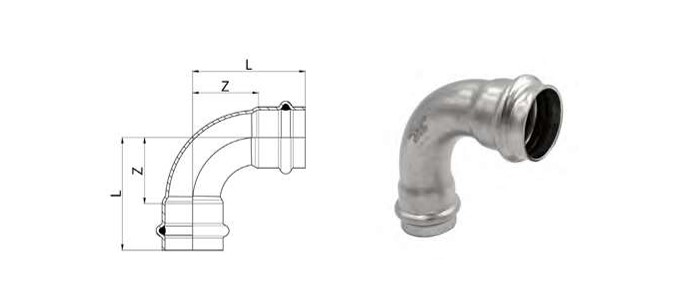 Inoxpres Uniko elbow 90 graden FF diameter 22 - SR