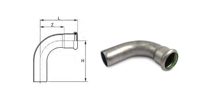 Inoxpres FKM-HT elbow 90 graden MF diameter 35