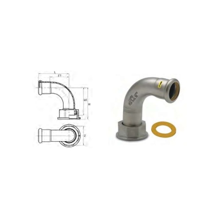 I_Gas 2 pcs valve conn. 90 graden DN18x7/8"