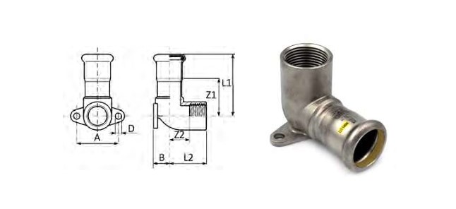 Inoxpres Gas wall plate 18x1/2"