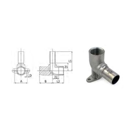 Inoxpres exte. wall plate MF 15x1/2"