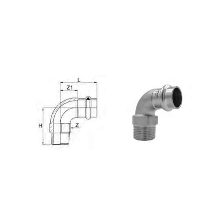 Inoxpres Uniko elbow 90 graden MF 1"x28 - SR