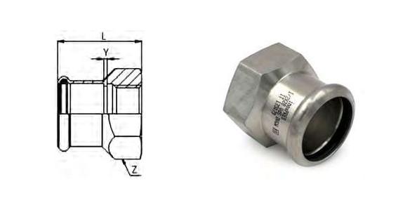 Inoxpres adap. female NPT 1"1/4x35 - Afbeelding 2