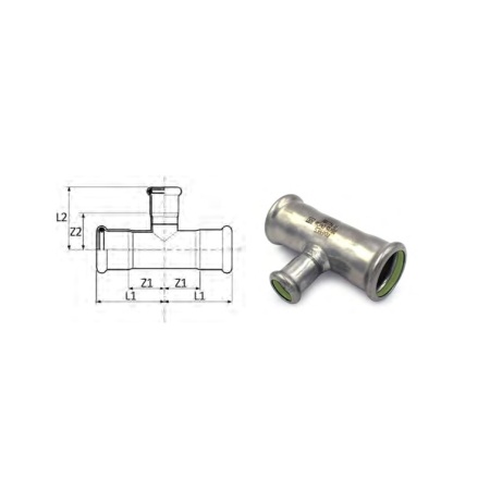 Inoxpres FKM-HT reducing tee 35x22x35