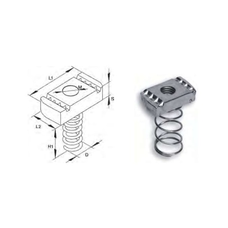 Shaped nut with spring M 8 - prof. 41