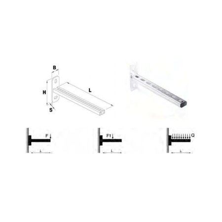 Wall bracket prof. 32 L=280 mm