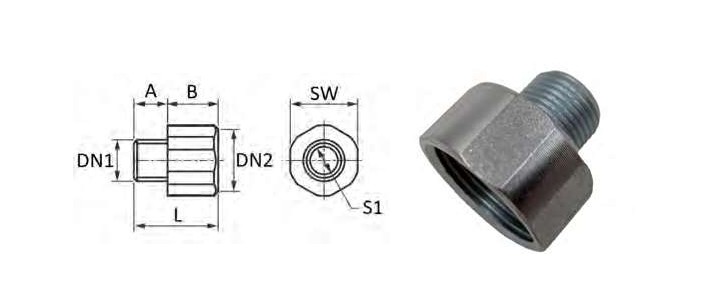 Reducing socket MF 3/8"x1/2" galv.