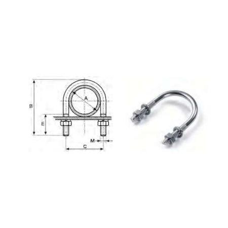 Galvanised U-bolt clamp 1"1/2-M8