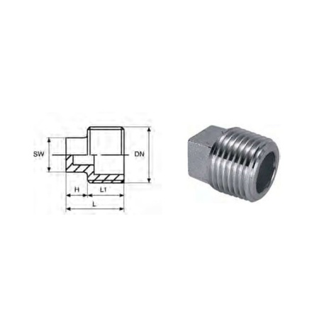 Square plug 3/4" AISI316