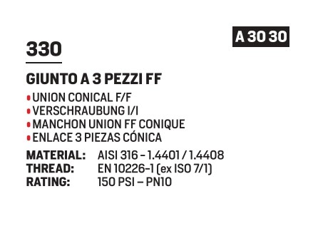 Union conical FF 3/4" AISI316 - Afbeelding 2