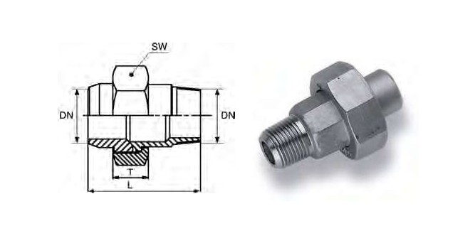 Union con. F butt welding 1" AISI316