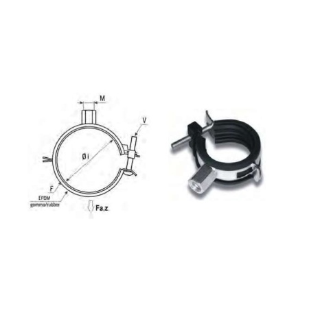 Collar with rubber 1 screw M8/10 1"1/2