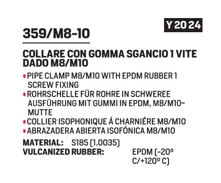 Collar with rubber 1 screw M8/10 1"1/2 - Afbeelding 2