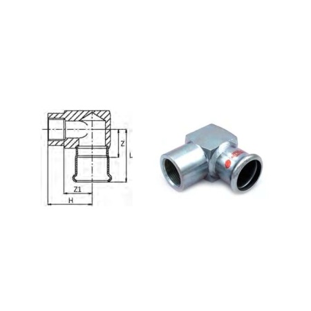 Steelpres w. plate 90 graden FF 1/2"x28