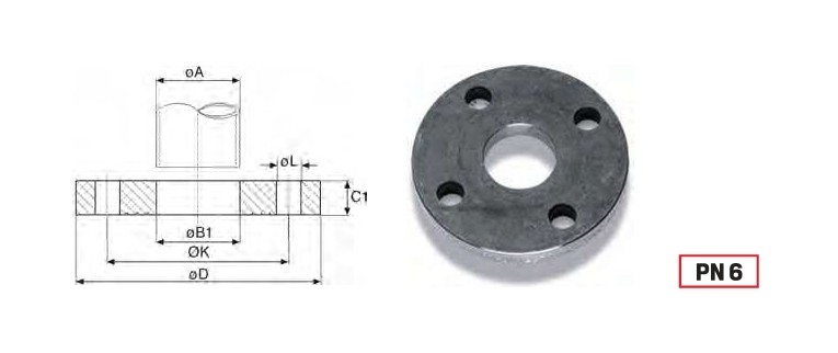 Plate flange EN1092/01 Dn65 PN6
