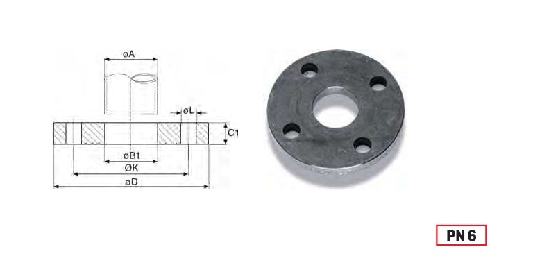 Plate flange EN1092/01 Dn40 PN6 imp.