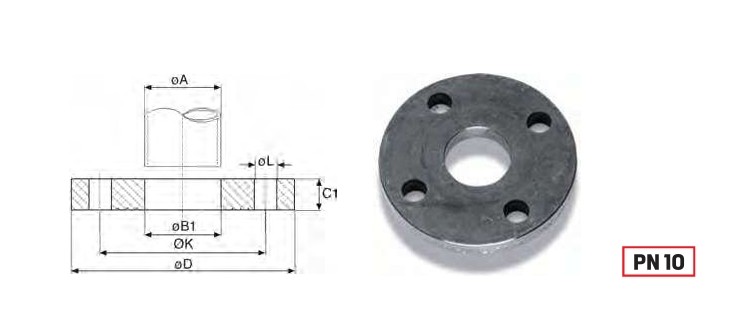 Plate flange EN1092/01 Dn200 PN10