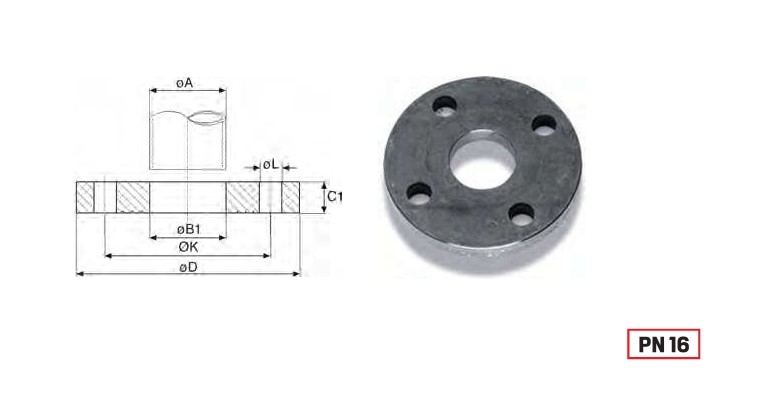 Plate flange EN1092/01 Dn65 PN16 imp.