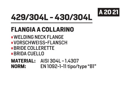 Weld.neck fl. EN 1092/11 Dn80 PN40 304L - Afbeelding 2