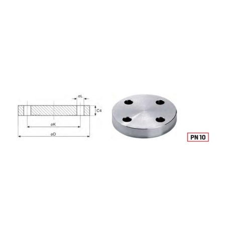 Blind flange EN 1092/5 Dn250 PN10 316L