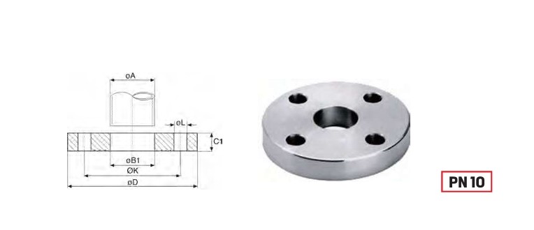 Plate flange UNI 2277 Dn250 PN10 304