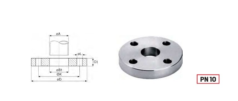 Plate flange UNI 2277 Dn200 PN10 316