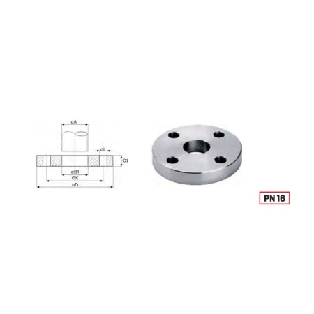 Plate flange UNI 2278 Dn100 PN16 316