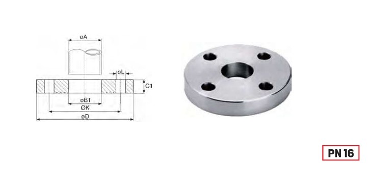 Plate flange thk=12 mm Dn80 PN16 304