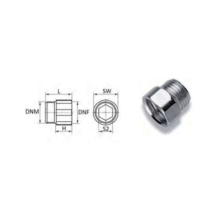 Socket MF 1"x15 galv.