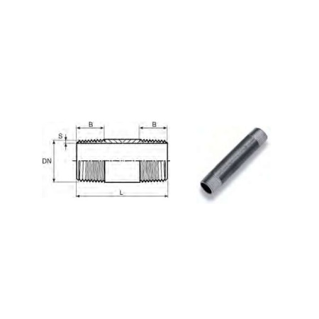 Barrel nipple 1"1/2x100 - black