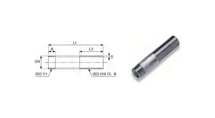 Sliding barrel nipple 2"x170 galv.