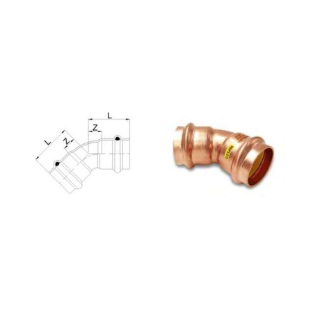 Aespres Uniko Gas elbow 45 graden FF diameter  28