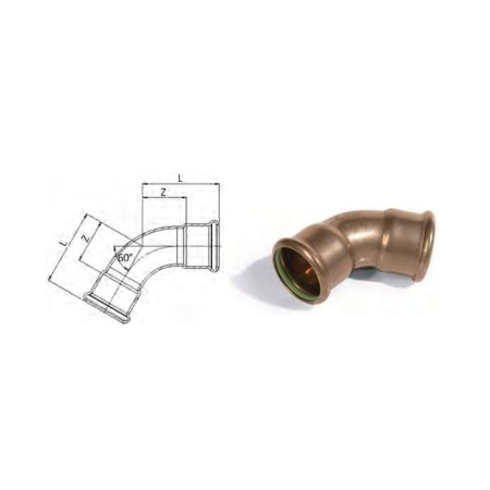 Marinepres elbow 60 graden FF diameter  28