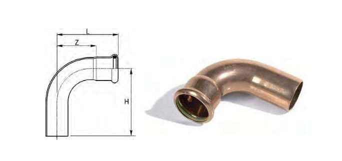 Marinepres elbow 90 graden FF diameter 108
