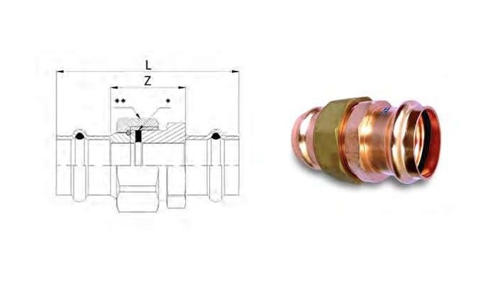 Aespres Uniko flat faced union diameter 15