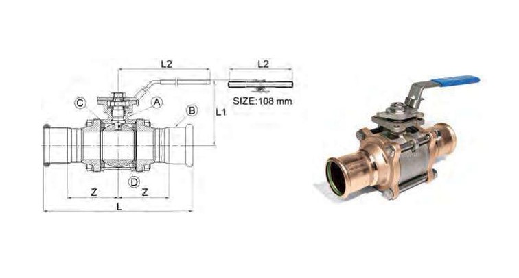 Marinepres ball valve 3Pcs diameter 28