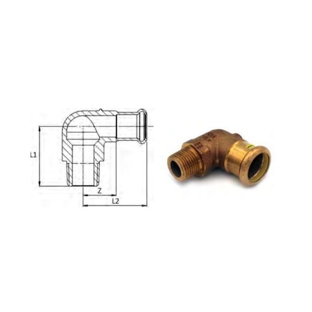 Aespres Gas elbow adap. 90 graden MF 2"x54