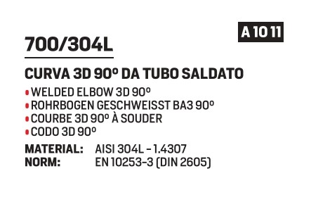 Elbow 3D 90 graden 26,9x2 AISI 304L - Afbeelding 2